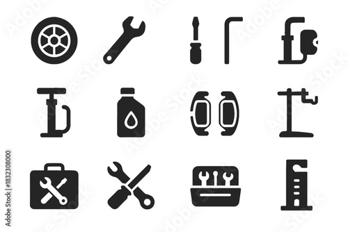 Screwdriver toolkit tray alignment icon tire oil micro pad vector mobility tool