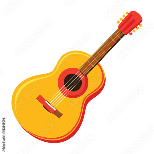 Acoustic guitar colorful wooden texture vector illustration