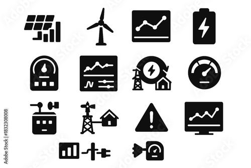 Battery icon dashboard analytics indicator screen energy power vector monitoring renewable icons