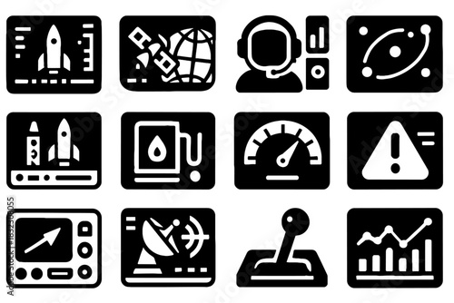 Monitor meter screen icon vector control comm launch power space astronaut