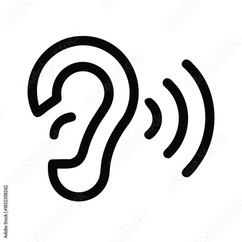 Ear sound waves music listening vector icon