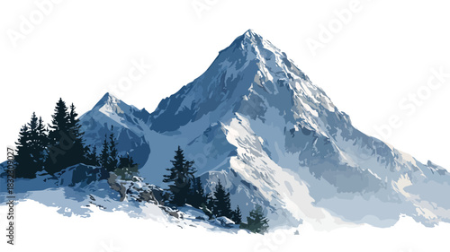 Snow-Covered Mountain Peak Vector Illustration for Creative Projects