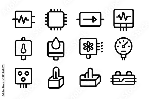 Edge router signal thermal vector block icon environment tile interface sensor module