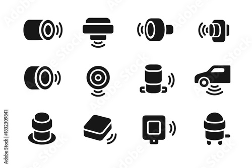 Alignment vector detector ping icons front sonar module icon sensor ultrasonic side