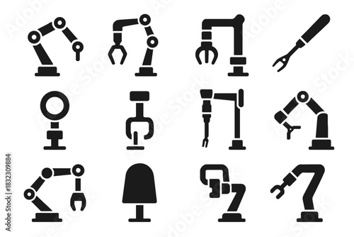 Icon instrument precision articulated mount shield robotic sterile arm icons vector surgery