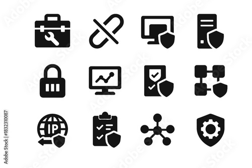 No tower set incident vector globe cybersecurity centered icon shading minimal grid