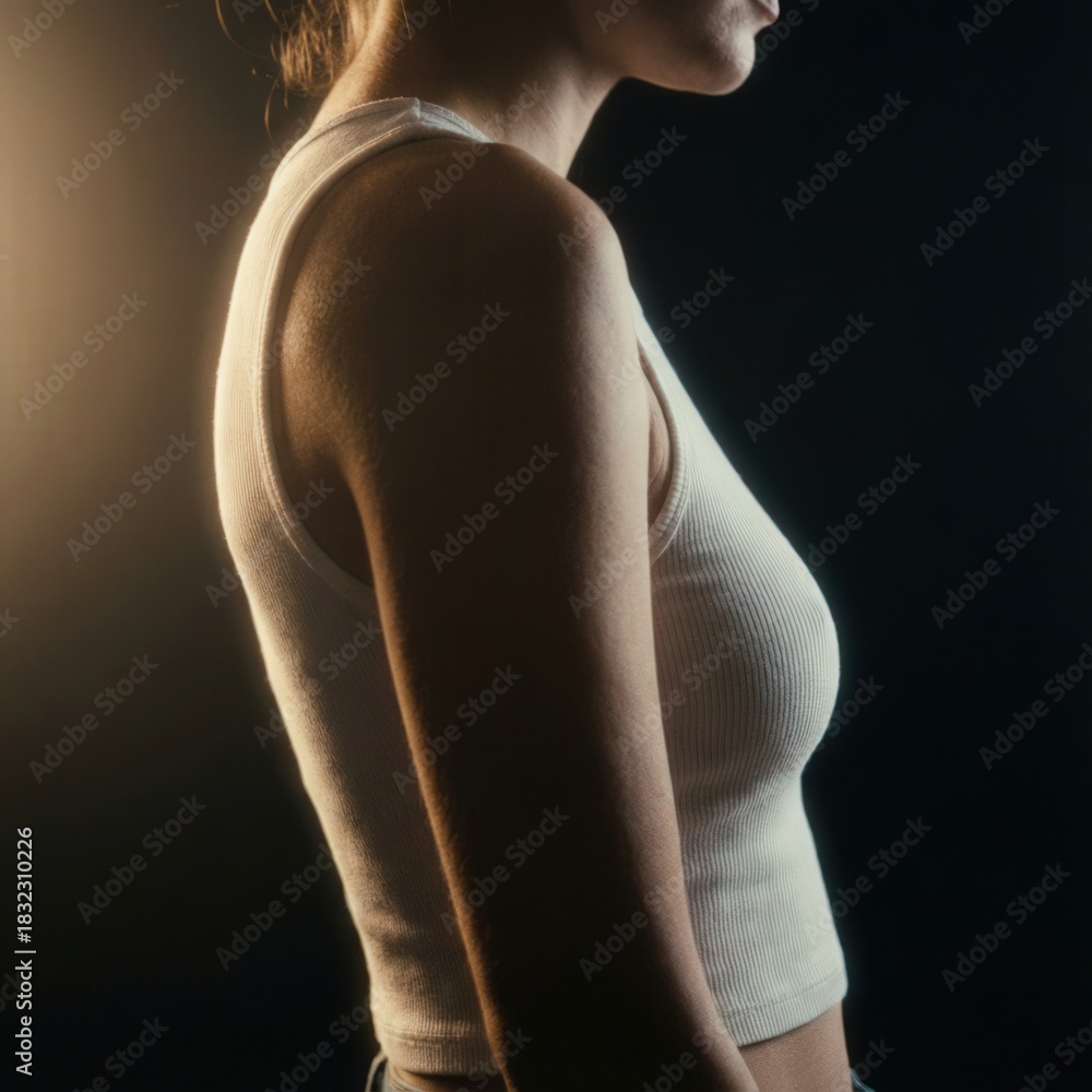 Fototapeta premium Side Profile of a Woman in Soft Light