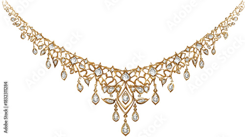 Elegant Necklace Vector with Outline Isolated on White Background