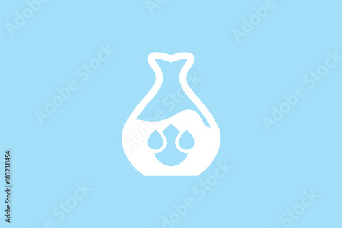 A vector of water vase with blue background