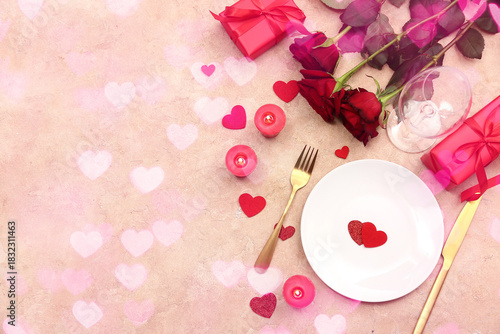 Table setting with candles,...