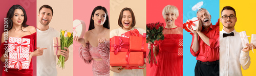 Collage of people with gift...