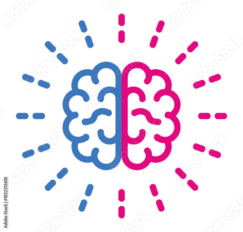 Abstract illustration of a brain with radiating lines symbolizing thought or intellect