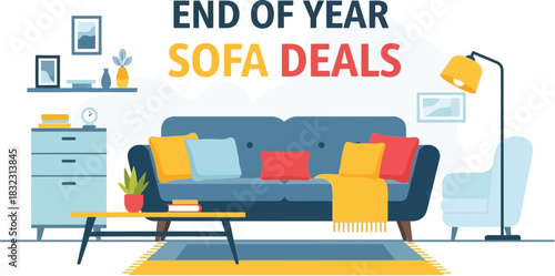 End of year sofa deals isolated on white background for home decoration