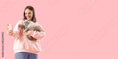 Happy young woman with cute...
