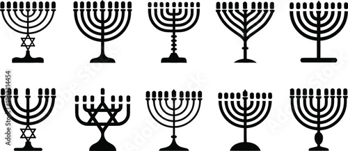 Minimalist Hanukkah Menorah Vector Set