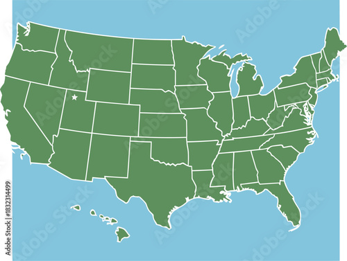 Map of the united states with oklahoma highlighted isolated on white background