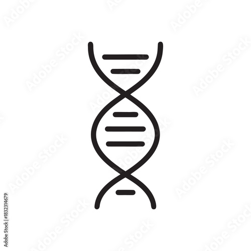Black and white DNA helix icon minimal genetic science vector illustration