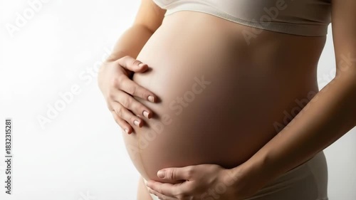 Wallpaper Mural Woman touches pregnant belly. Motherhood and happy parenthood concept. Awaiting baby delivery. Health care during pregnancy. Torontodigital.ca