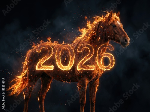 Fiery Horse Representation of New Year 2026