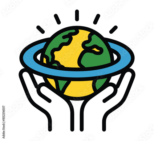 Hands carefully cradle the planet Earth, symbolizing environmental protection and global care.