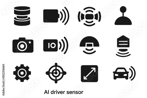 Radar sensor infrared accelerometer vector lidar icon environmental icons ultrasonic ai camera