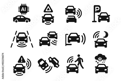 Navigation obstacle detection icons icon cruise driver avoidance ai control adaptation braking