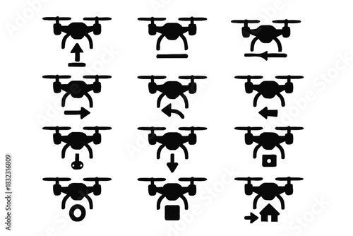 Descend hover icon land vector recording move command higher return forward drone
