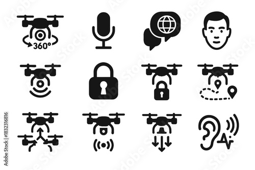 Streaming vector facial icon obstacle avoidance voice password features stabilization emergency sound