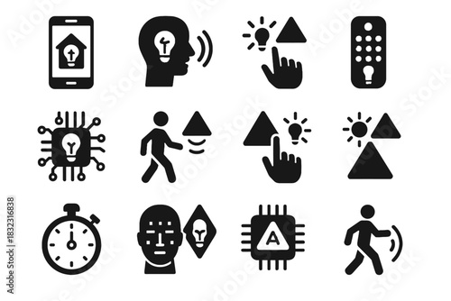 Vector programmable clicker voice surface motion activation app control icon nano