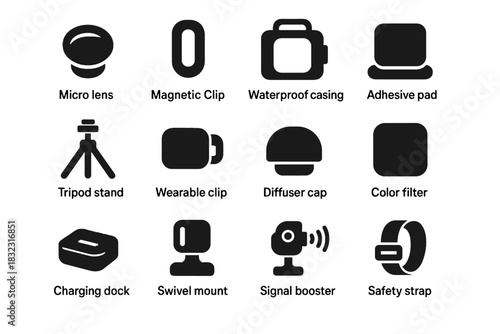 Nano dock magnetic icon waterproof vector clip safety wearable light adhesive booster