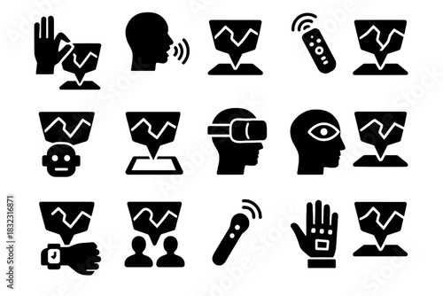 Command interface icon icons integration vector holographic motion wearable automation ar control