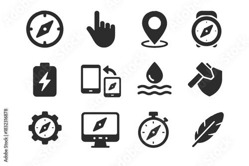 Durable vector build intuitive compass size waterproof energy interface icon lightweight digital