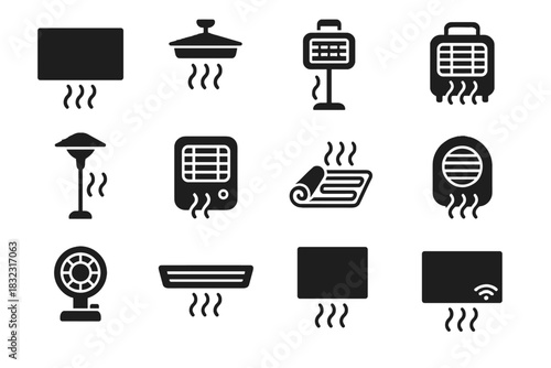 Freestanding strip vector heater icon outdoor portable compact panel infrared