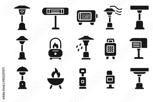 Heater vector garden windproof icons patio icon eco balcony outdoor portable