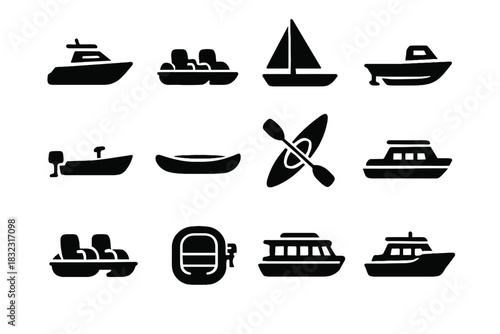 Leisure boats icon yacht boat paddle micro vector sailboat mini nano skiff