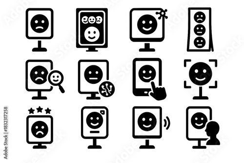 Augmented emotion recognition smart vector personalized mirror facial icons digital icon