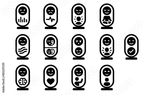 Mirrors vector sleep emotion therapeutic monitoring icon mood guide mirror affirmation therapy