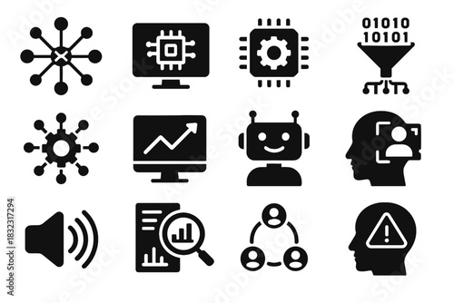 Network builder icon ai machine tool learning detection engine vector