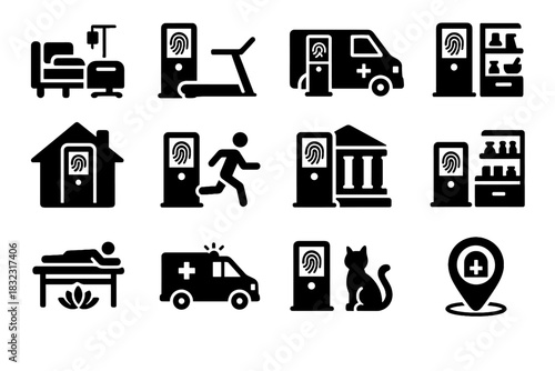 Icon remote bio vector hospital sports healthcare scanner mobile room veterinary fitness