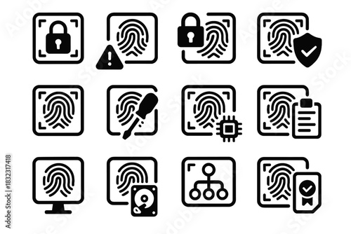 Certification backup emergency vector storage bio compliance icon privacy shutdown encryption icons