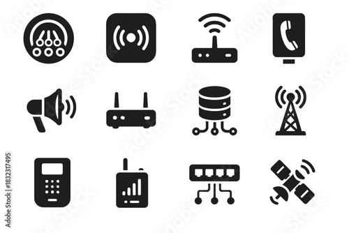 Boxes systems call optic repeaters signal intercom mobile vector tunnel smart icon