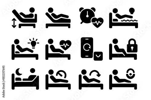 Cyber adjust bed icon vector update alarm reset monitor massage height sleep