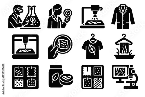 Hanger sample vector icon thread over biodegradable digital bio innovation fabric robotic