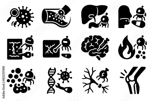 Vector doctor removal regeneration repair brain delivery control icon targeted nerve nano