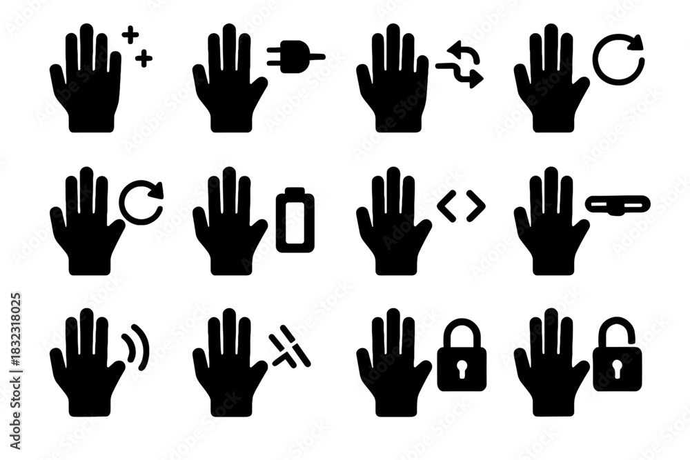 Fototapeta premium Icon update vector disable haptics glove adjust enable connect device data calibrate