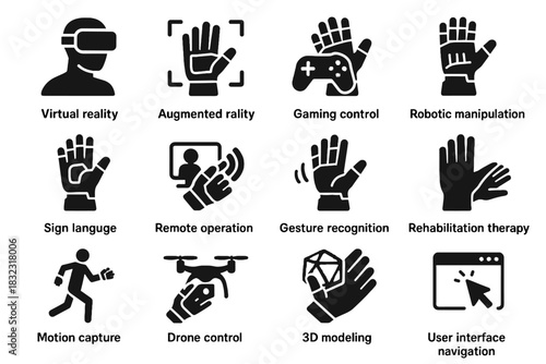Manipulation augmented icon vector user glove modeling interface sign data drone control