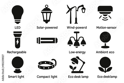 Green vector icons post bulb light ambient glow icon ring eco