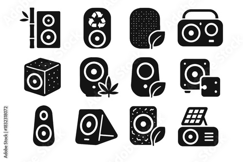 Foldable shell vector icon recycled speaker mini eco design hemp icons modular