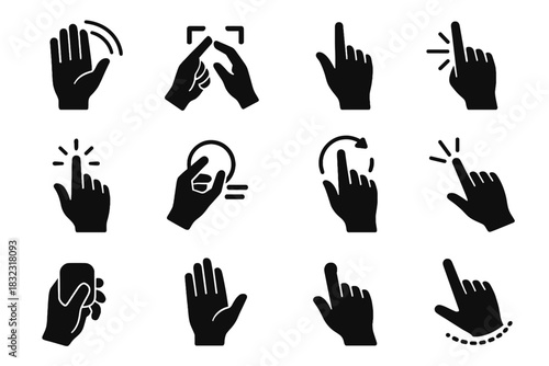 Icons vector hand hold finger gesture select holographic icon spark to grab