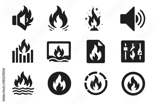 Sound vector fireplace immersive icon loop audio soundboard realistic hissing wave